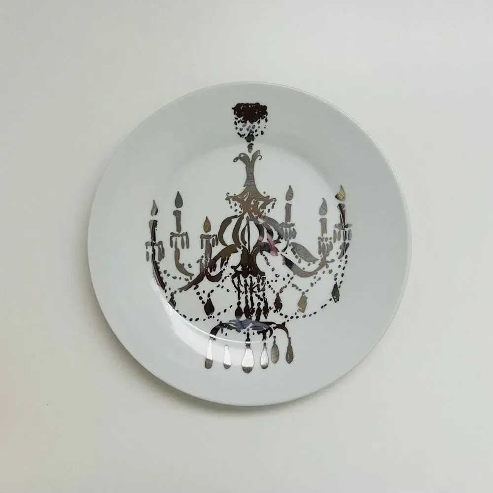 ROSANNA 2005 Belle Epoque White Platinum Chandelier Salad Plates, Set of 2